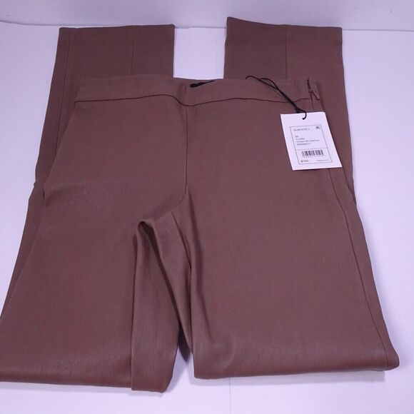 Theory Women's Slim Kick L Urban St Leather Pants Truffle Sz 00 NWT 795 - Picture 6 of 11